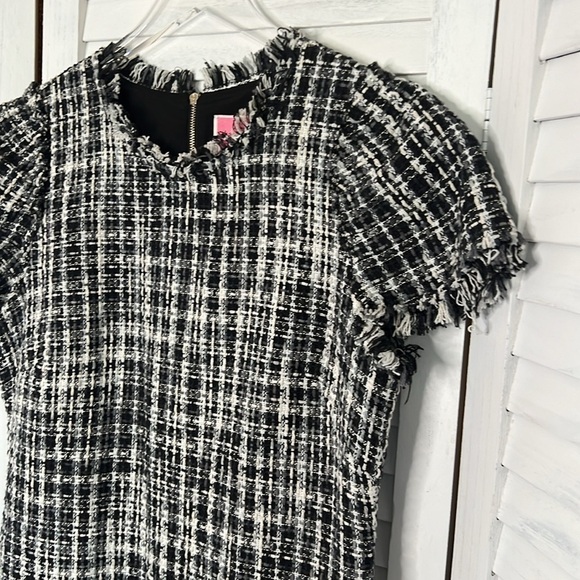 KATE SPADE l Flutter Sleeve Tweed Dress Black White Pockets Size 10 / Medium* - Picture 6 of 14